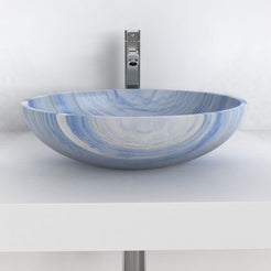 Shabin Azura Blue Quartzite Vessel Sink, overall shape and side profile