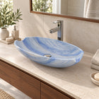 Shabu Azura Blue Quartzite Vessel Sink — three-quarter bathroom lifestyle