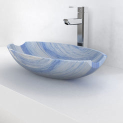 Shabu Azura Blue Quartzite Vessel Sink, countertop hero lifestyle view