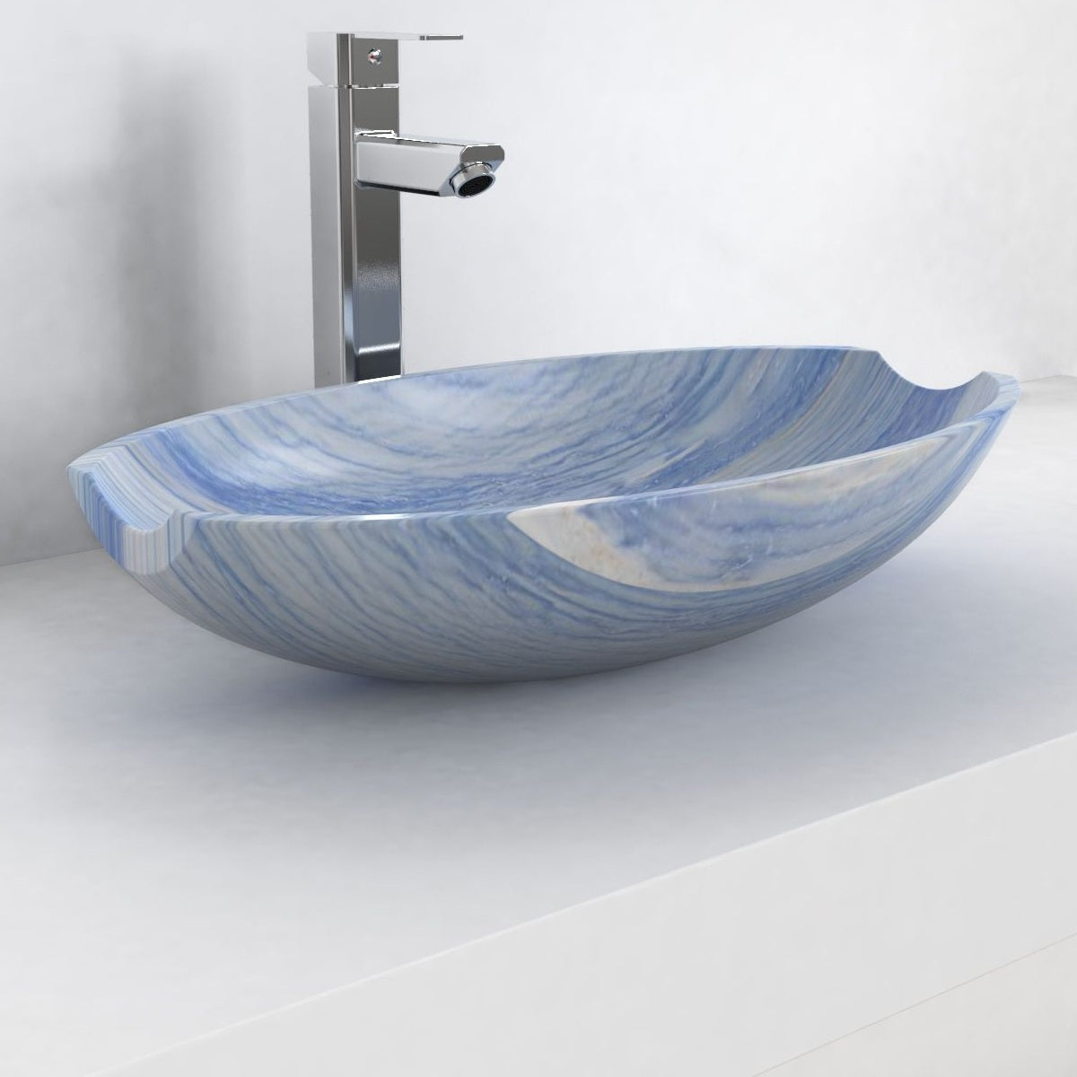 Shabu Azura Blue Quartzite Vessel Sink, second countertop lifestyle setting