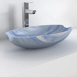 Shabu Azura Blue Quartzite Vessel Sink, second countertop lifestyle setting