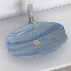 Shabu Azura Blue Quartzite Vessel Sink, interior, rim and material detail