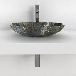 Shabu Celestia Blue Quartzite Vessel Sink, overall shape and side profile