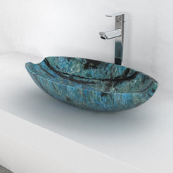 Shabu Danube Blue Quartzite Vessel Sink, countertop hero lifestyle view