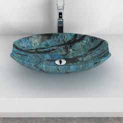 Shabu Danube Blue Quartzite Vessel Sink, second countertop lifestyle setting