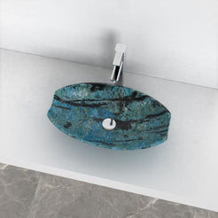 Shabu Danube Blue Quartzite Vessel Sink, overall shape and side profile