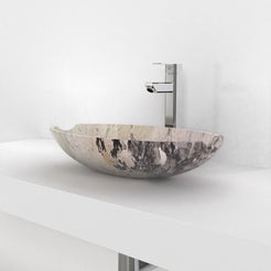 Shabu Pandora Blanc Quartzite vessel sink, second countertop angle