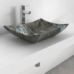 Shachi Celestia Blue Quartzite Vessel Sink, second countertop lifestyle setting