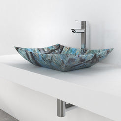 Shachi Danube Blue Quartzite Vessel Sink, alternate countertop lifestyle angle