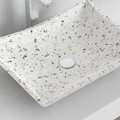 Shachi white terrazzo vessel sink, interior and material detail