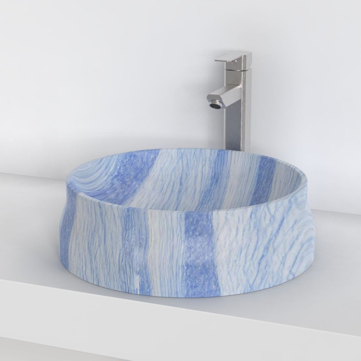 Shada Azura Blue Quartzite Vessel Sink, interior, rim and material detail
