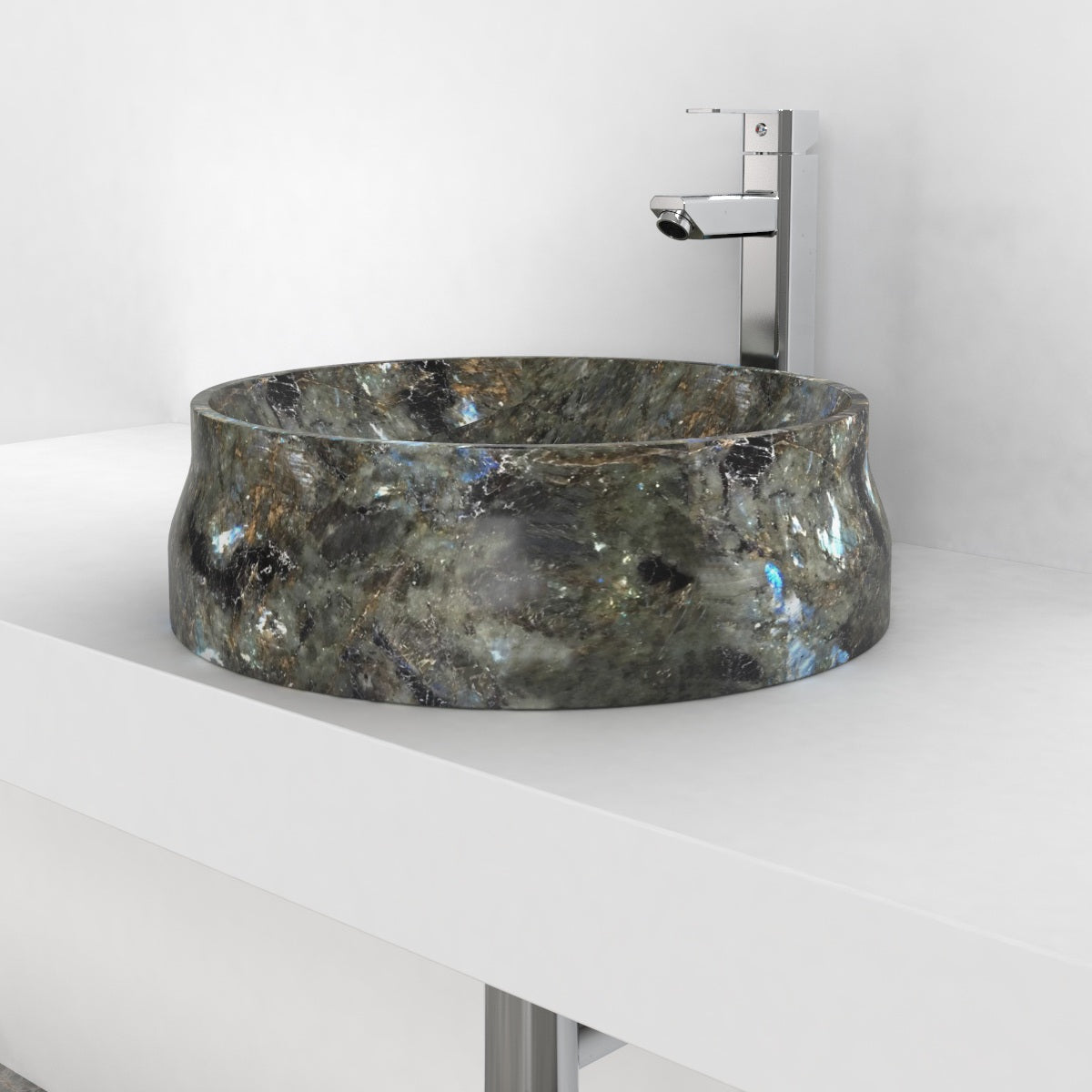 Shada Celestia Blue Quartzite Vessel Sink, countertop hero lifestyle view