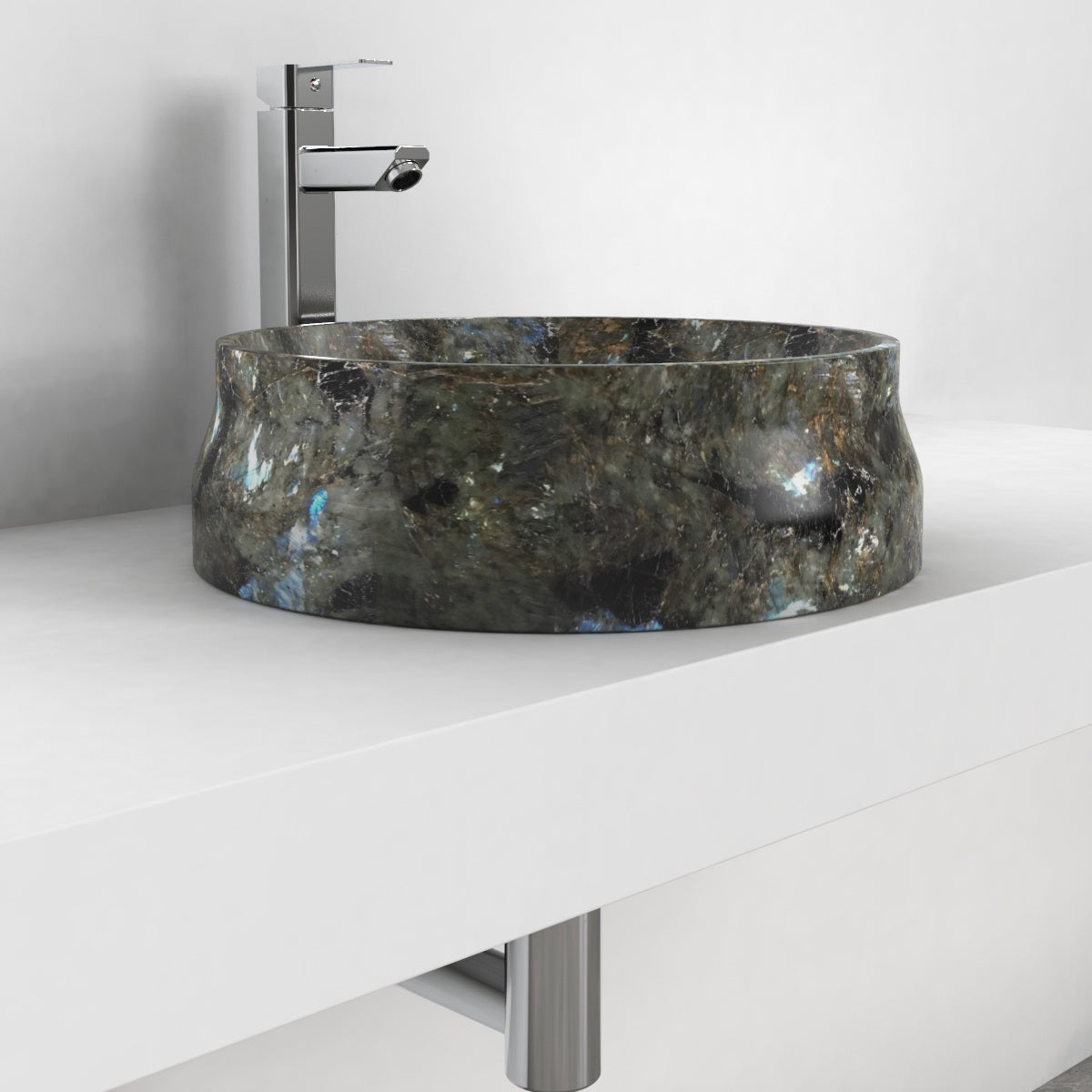 Shada Celestia Blue Quartzite Vessel Sink, second countertop lifestyle setting