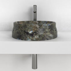 Shada Celestia Blue Quartzite Vessel Sink, overall shape and side profile