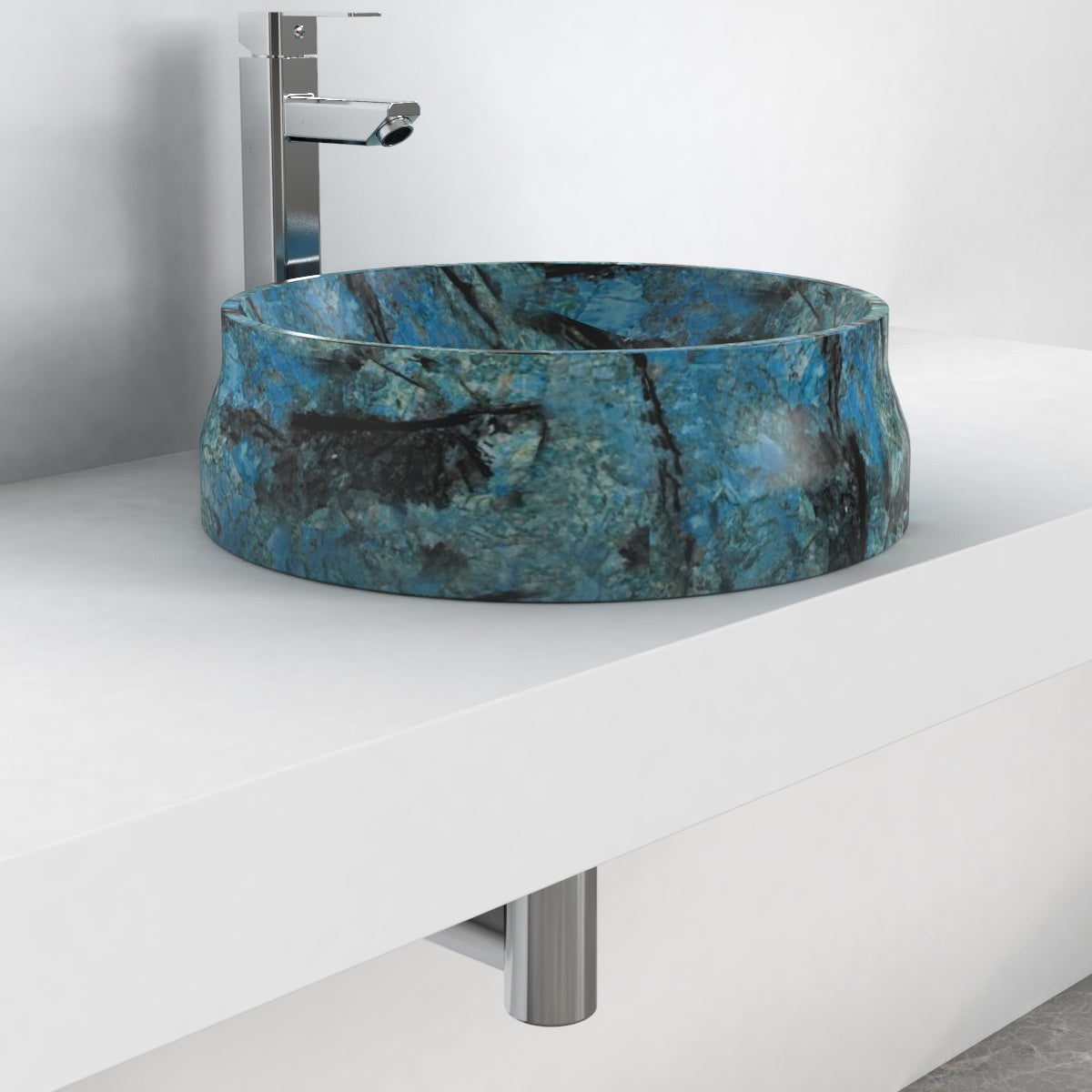 Shada Danube Blue Quartzite Vessel Sink, countertop hero lifestyle view