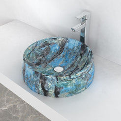 Shada Danube Blue Quartzite Vessel Sink, alternate countertop lifestyle angle