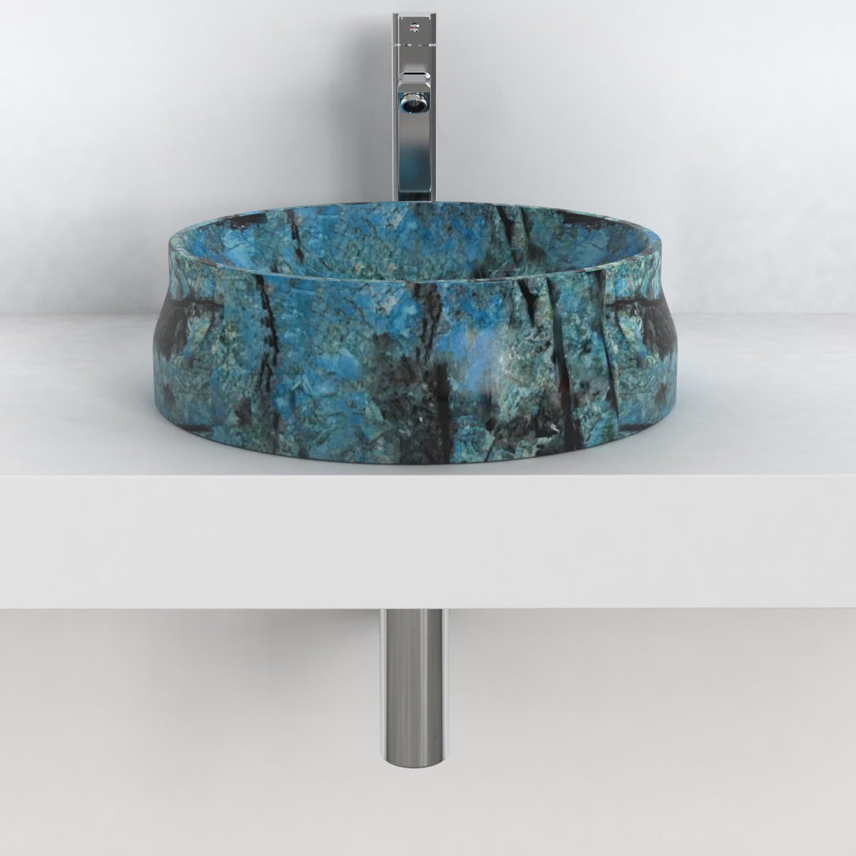 Shada Danube Blue Quartzite Vessel Sink, overall shape and side profile