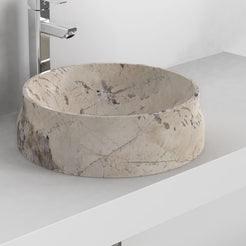 Shada Pandora Blanc Quartzite vessel sink, interior and material detail