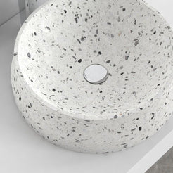Shada white terrazzo vessel sink, interior and material detail