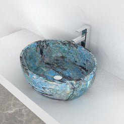 Shaden Danube Blue Quartzite Vessel Sink, alternate countertop lifestyle angle