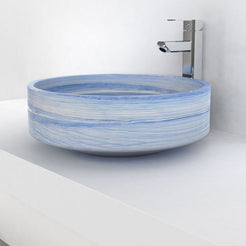 Shadi Azura Blue Quartzite Vessel Sink, countertop hero lifestyle view