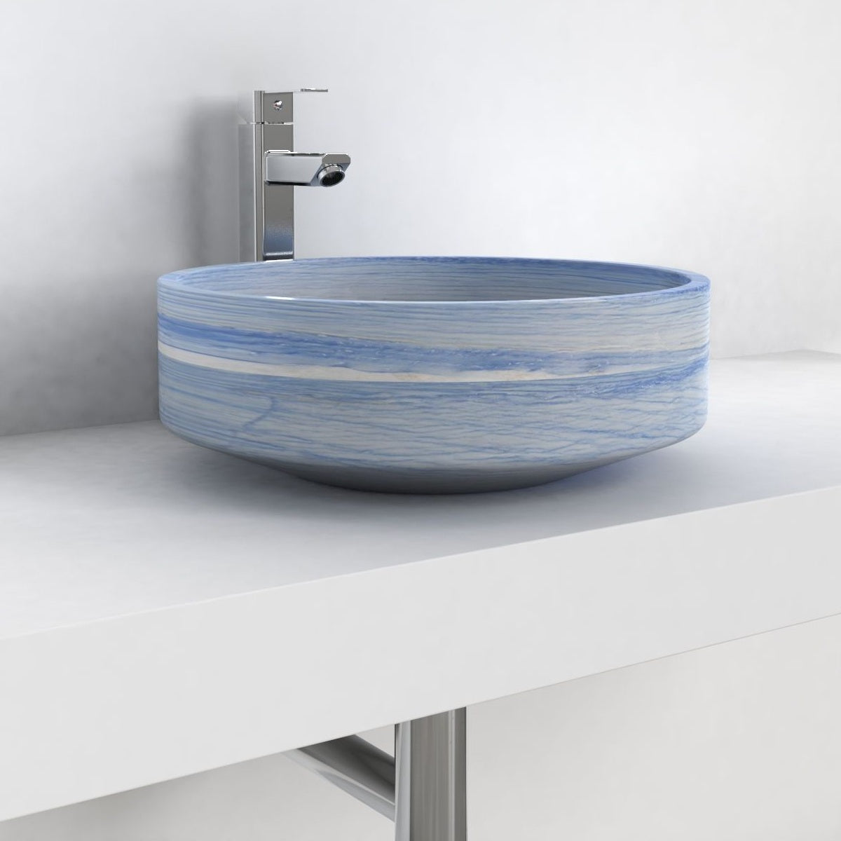 Shadi Azura Blue Quartzite Vessel Sink, second countertop lifestyle setting