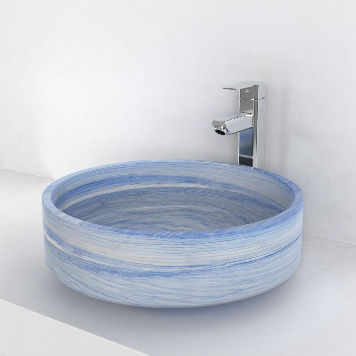 Shadi Azura Blue Quartzite Vessel Sink, alternate countertop lifestyle angle
