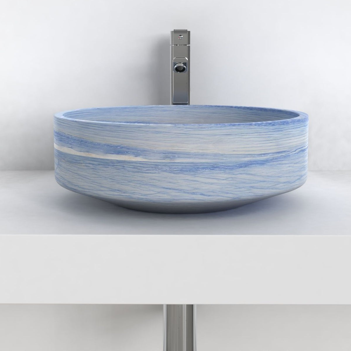 Shadi Azura Blue Quartzite Vessel Sink, overall shape and side profile