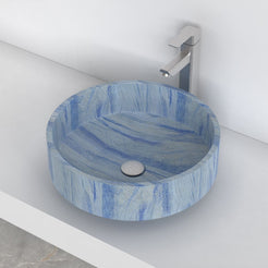 Shadi Azura Blue Quartzite Vessel Sink, interior, rim and material detail