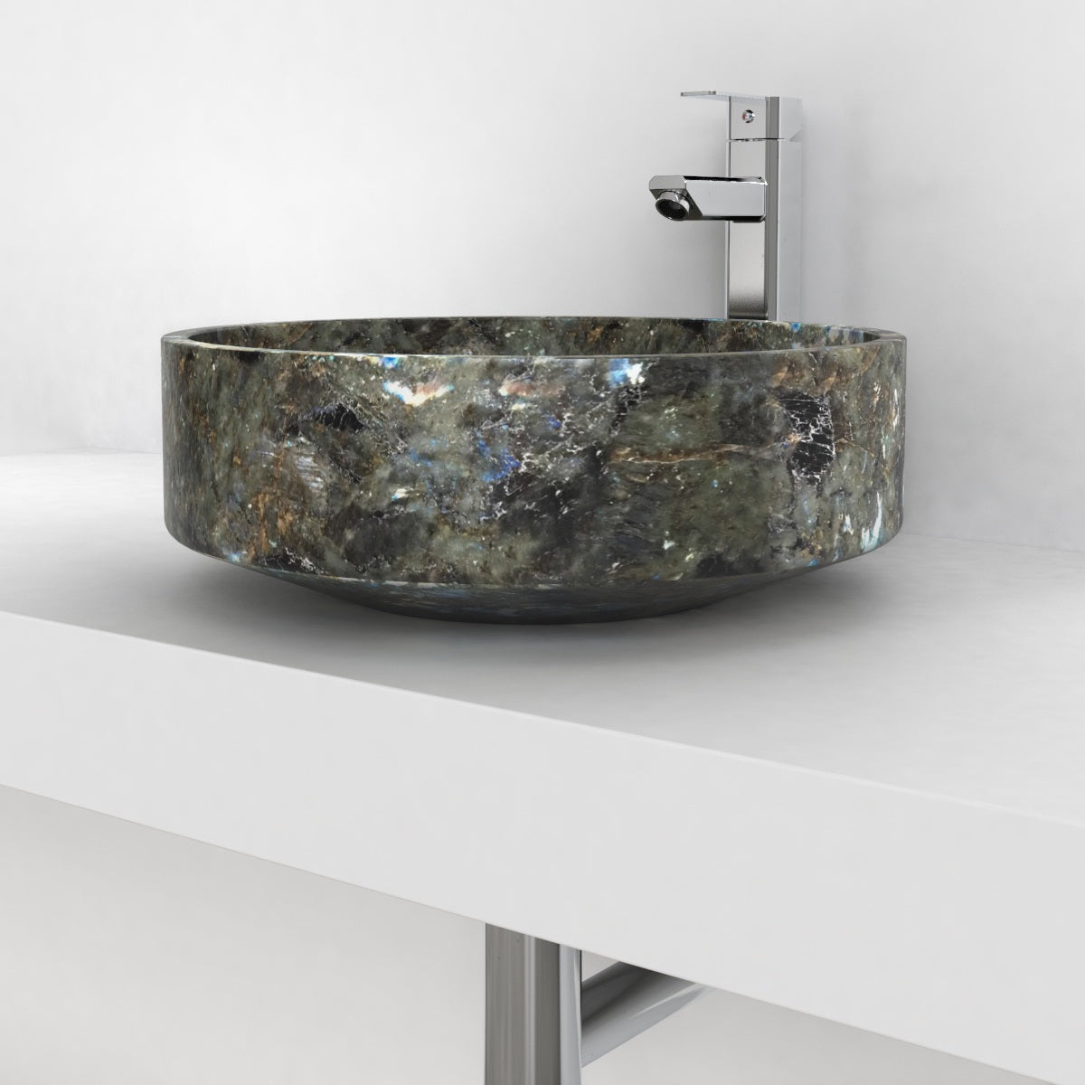 Shadi Celestia Blue Quartzite Vessel Sink, countertop hero lifestyle view