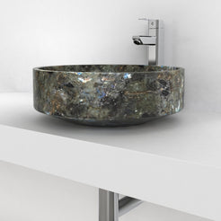 Shadi Celestia Blue Quartzite Vessel Sink, countertop hero lifestyle view