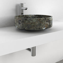Shadi Celestia Blue Quartzite Vessel Sink, second countertop lifestyle setting