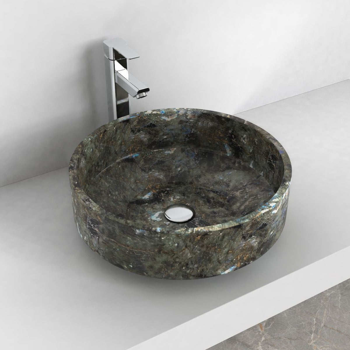 Shadi Celestia Blue Quartzite Vessel Sink, alternate countertop lifestyle angle