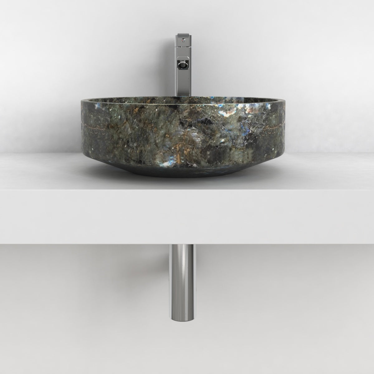Shadi Celestia Blue Quartzite Vessel Sink, overall shape and side profile