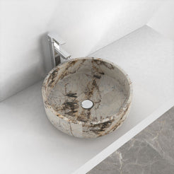 Shadi Pandora Blanc Quartzite Vessel Sink, alternate lifestyle view of the vessel