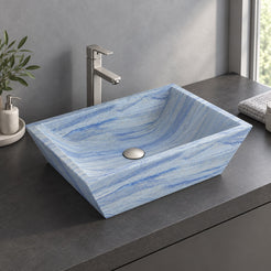 Shadiya Azura Blue Quartzite Vessel Sink, second countertop lifestyle setting