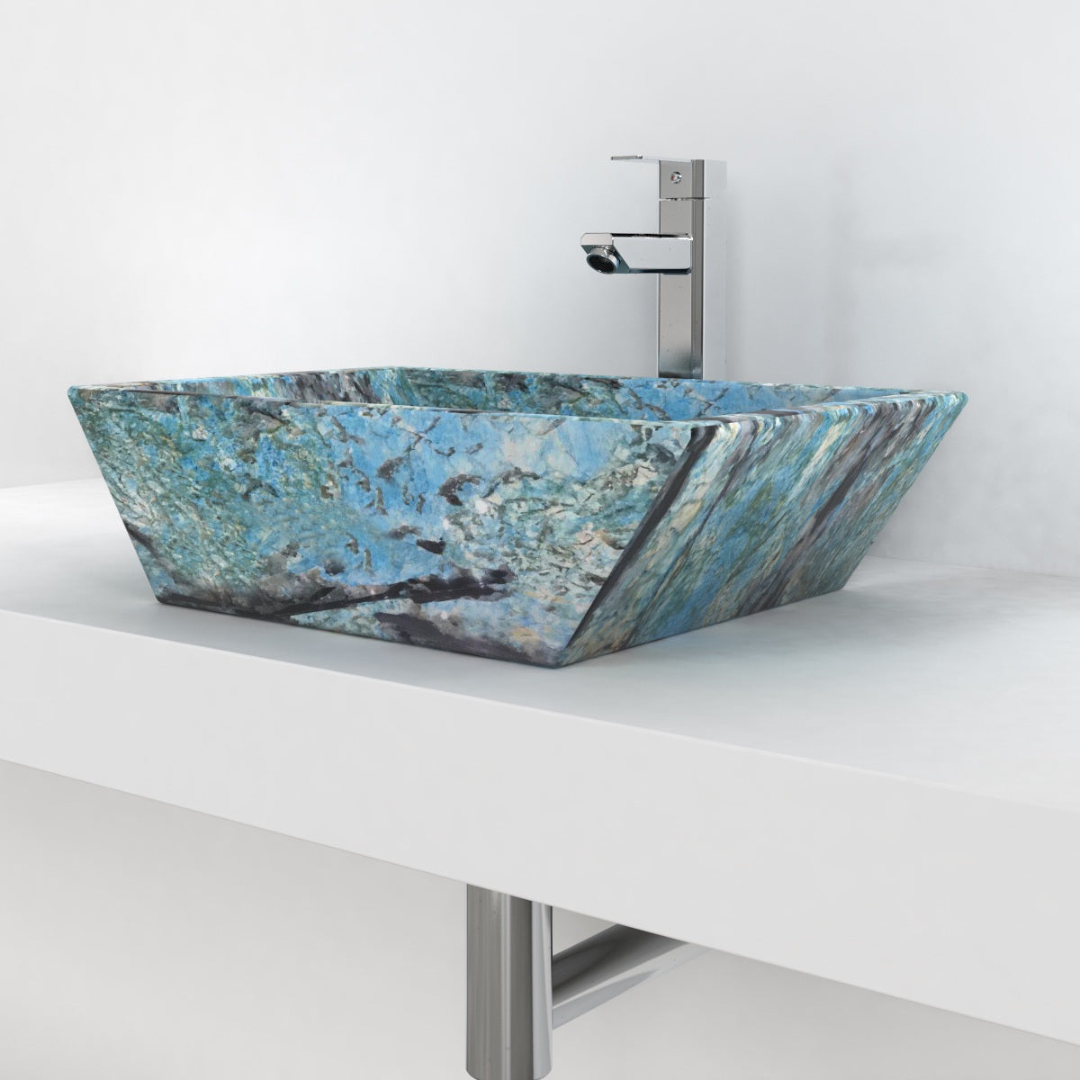 Shadiya Danube Blue Quartzite Vessel Sink, countertop hero lifestyle view