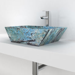 Shadiya Danube Blue Quartzite Vessel Sink, countertop hero lifestyle view