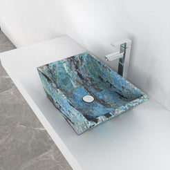 Shadiya Danube Blue Quartzite Vessel Sink, alternate countertop lifestyle angle