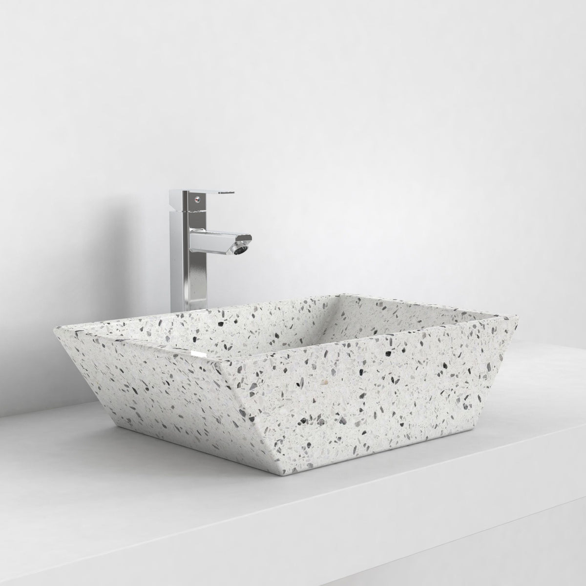 Shadiya White Terrazzo Vessel Sink, alternate lifestyle view of the vessel