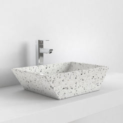 Shadiya White Terrazzo Vessel Sink, alternate lifestyle view of the vessel
