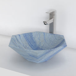 Shadley Azura Blue Quartzite Vessel Sink, second countertop lifestyle setting