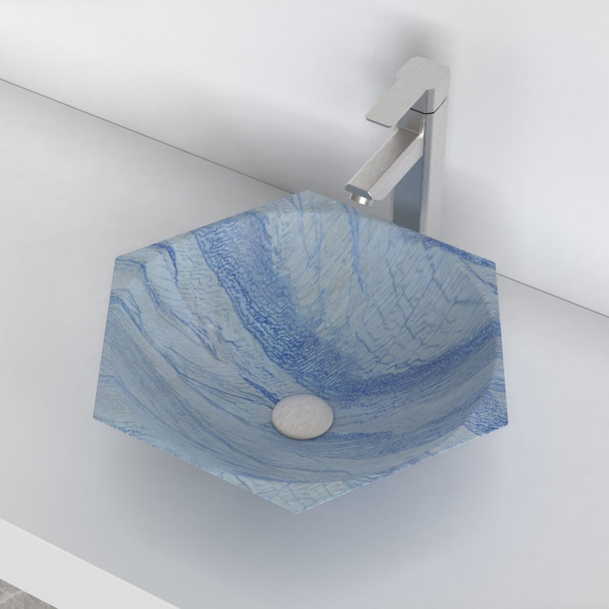 Shadley Azura Blue Quartzite Vessel Sink, alternate countertop lifestyle angle