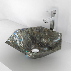 Shadley Celestia Blue Quartzite Vessel Sink, alternate countertop lifestyle angle