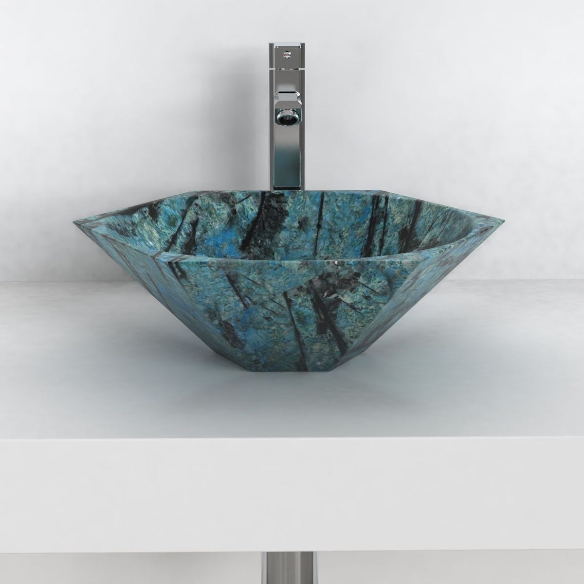 Shadley Danube Blue Quartzite Vessel Sink, overall shape and side profile