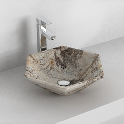 Shadley Pandora Blanc Quartzite Vessel Sink, countertop hero lifestyle view