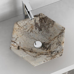 Shadley Pandora Blanc Quartzite Vessel Sink, second countertop view showing the rim and bowl