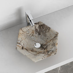 Shadley Pandora Blanc Quartzite Vessel Sink, second countertop view showing the rim and bowl