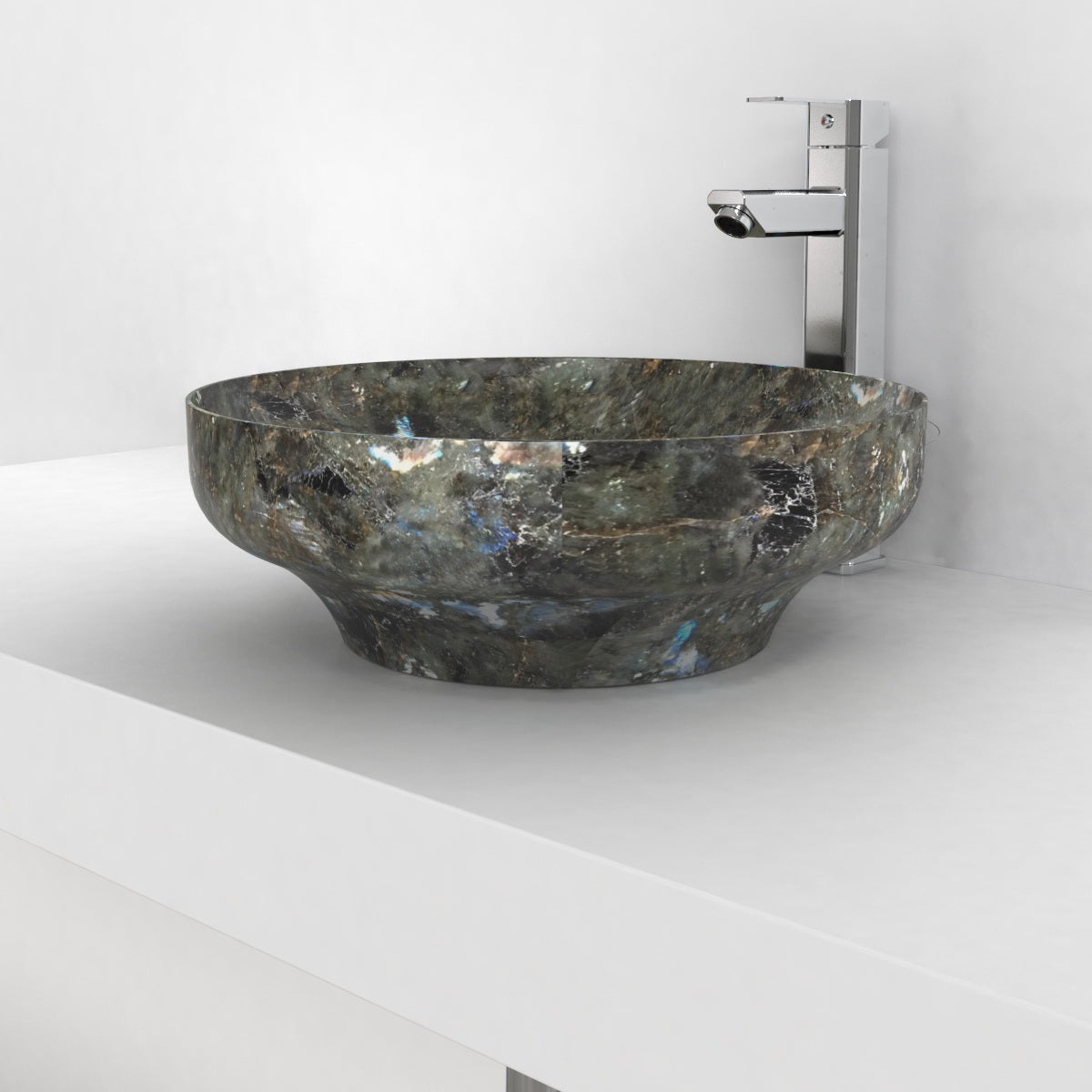 Shaela Celestia Blue Quartzite Vessel Sink, countertop hero lifestyle view