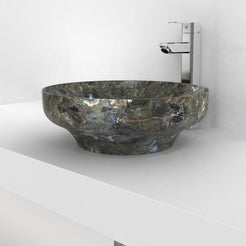 Shaela Celestia Blue Quartzite Vessel Sink, countertop hero lifestyle view